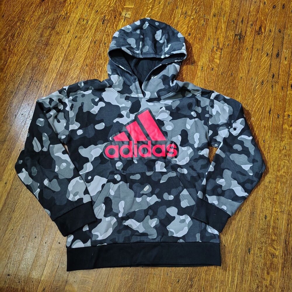 Adidas Boys Pullover Camouflage Hoodie Standard Fit Sz M/T685